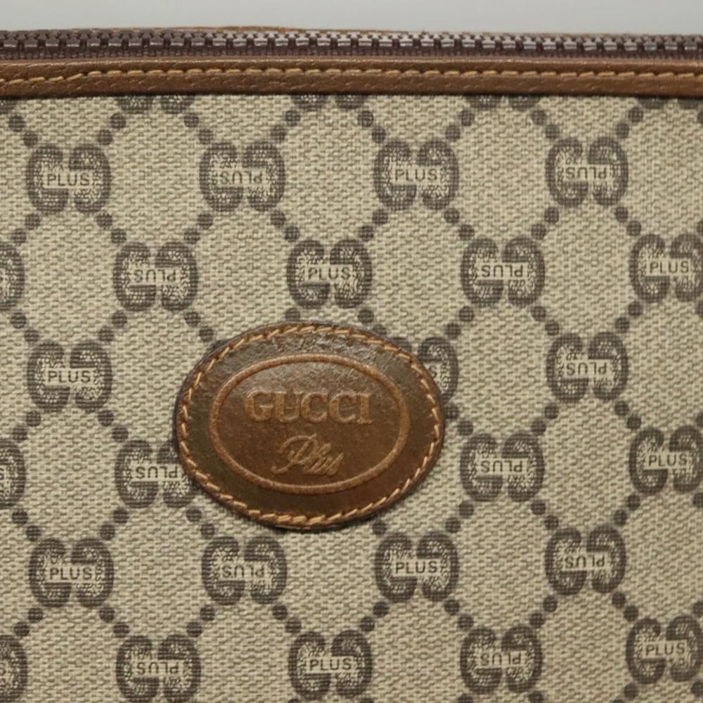 GUCCI GG Plus Supreme Clutch Bag PVC Beige Gold Auth fm4810 - Picture 12 of 16